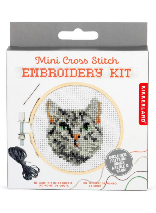 Mini Cross Stitch Embroidery Kit - Cat