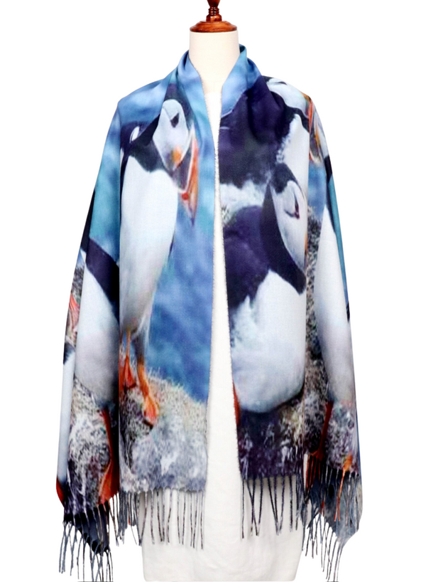 Puffin Oil Painting Scarf